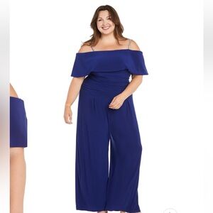 Elegant Off-Shoulder Blue Jumpsuit